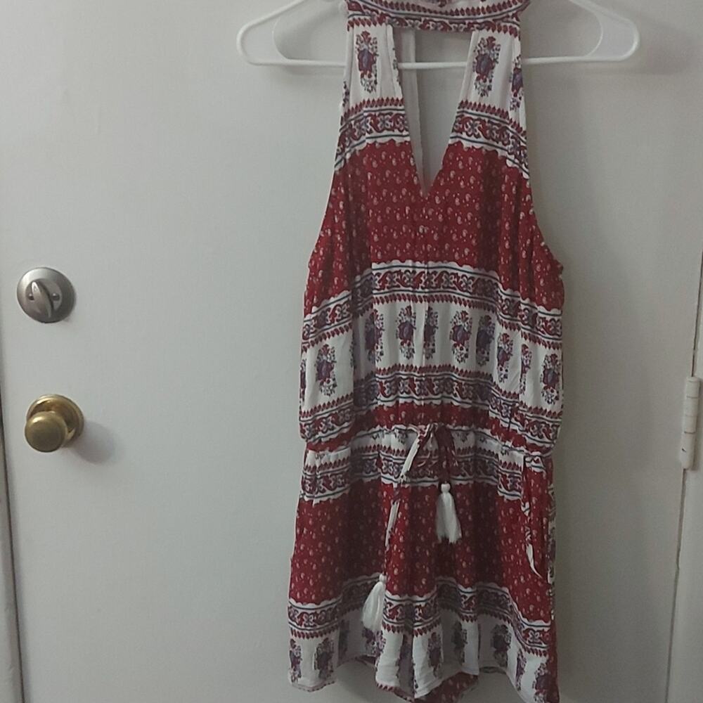 Very J Boho Tassel Tie Front Romper M Bohemian Summer Festival Hippie Summer NEW